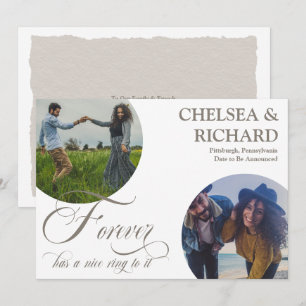 Modern Classy Unieke twee-foto-Verloving Aankondiging