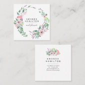 Modern Classy Waterverf cirkel Boeket bladeren Vierkante Visitekaartje (Voorkant / Achterkant)