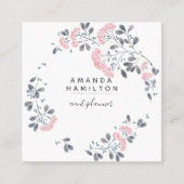 Modern Classy Waterverf cirkel Bouquet roze Vierkante Visitekaartje (Voorkant)