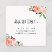 Modern Classy Waterverf Floral op maat Vierkante Visitekaartje (Achterkant)