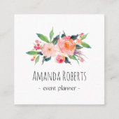 Modern Classy Waterverf Floral op maat Vierkante Visitekaartje (Voorkant)
