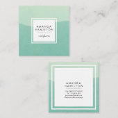 Modern Classy Waterverf light en dark Turquoise Vierkante Visitekaartje (Voorkant / Achterkant)