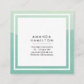 Modern Classy Waterverf light en dark Turquoise Vierkante Visitekaartje (Achterkant)