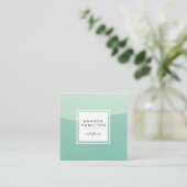 Modern Classy Waterverf light en dark Turquoise Vierkante Visitekaartje (Staand voorkant)