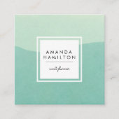 Modern Classy Waterverf light en dark Turquoise Vierkante Visitekaartje (Voorkant)