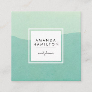 Modern Classy Waterverf light en dark Turquoise Vierkante Visitekaartje