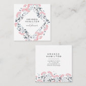 Modern Classy Waterverf lijst Bouquet roze Vierkante Visitekaartje (Voorkant / Achterkant)