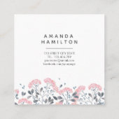 Modern Classy Waterverf lijst Bouquet roze Vierkante Visitekaartje (Achterkant)