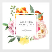 Modern Classy Waterverf Peony Floral CUSTOM Raamsticker (Vel)