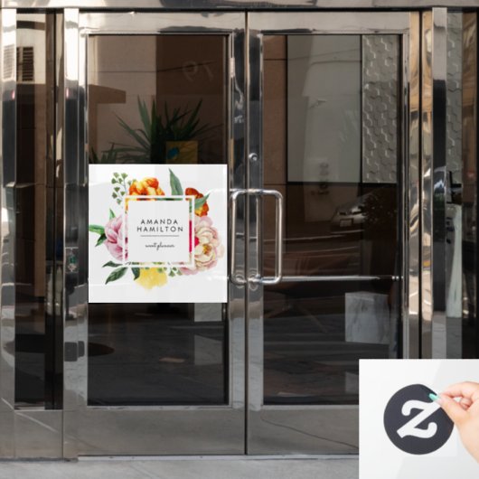 Modern Classy Waterverf Peony Floral CUSTOM Raamsticker (Kantoordeur)