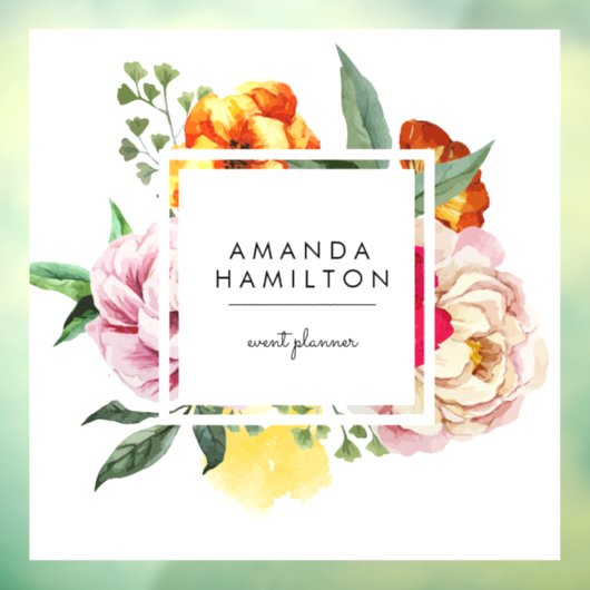 Modern Classy Waterverf Peony Floral CUSTOM Raamsticker (Vel 3)