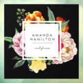 Modern Classy Waterverf Peony Floral CUSTOM ZWART Raamsticker (Vel 3)