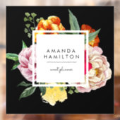 Modern Classy Waterverf Peony Floral CUSTOM ZWART Raamsticker (Vel 2)