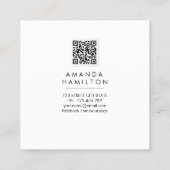 Modern Classy Waterverf Peony Floral QR CODE Vierkante Visitekaartje (Achterkant)