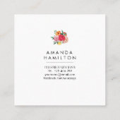 Modern Classy Waterverf Pioen Bloemendiamant Vierkante Visitekaartje (Achterkant)