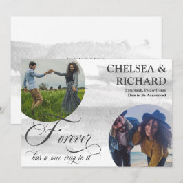 Modern Classy Waterverf Twee Foto Verloving en Aankondiging