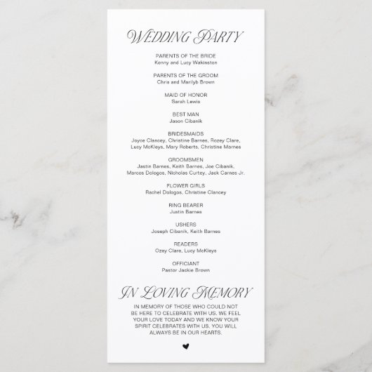 Modern Classy Wedding Ceremony Order Programmakaart (Achterkant)