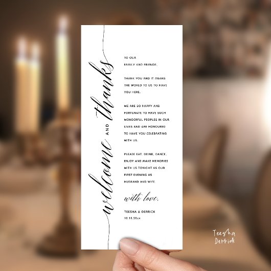 Modern Classy Wedding Dinner Thank You Card Programmakaart