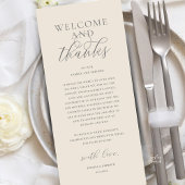 Modern Classy Wedding Reception Thank You Card Programmakaart