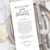 Modern Classy Wedding Reception Thank You Card Programmakaart