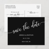 Modern Classy White Black Weddenschap BEWAART DE D Aankondigingskaart (Voorkant / Achterkant)