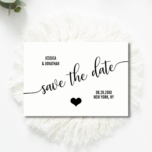 Modern Classy White Black Weddenschap BEWAART DE D Aankondigingskaart