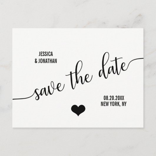 Modern Classy White Black Weddenschap BEWAART DE D Aankondigingskaart (Voorkant)