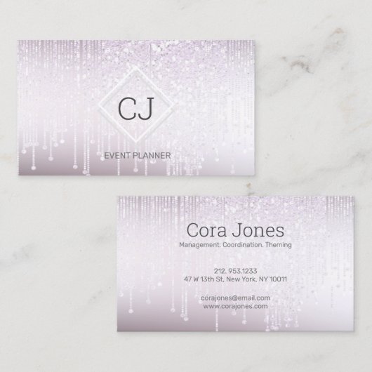 Modern Classy White Glitter Crystal Driving Logo Visitekaartje (Voorkant / Achterkant)