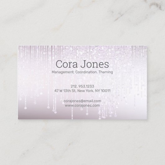 Modern Classy White Glitter Crystal Driving Logo Visitekaartje (Achterkant)