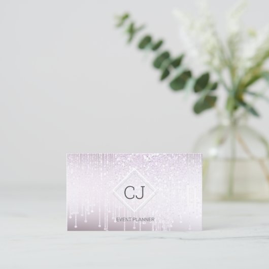 Modern Classy White Glitter Crystal Driving Logo Visitekaartje (Staand voorkant)