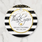 Modern Classy Wit Zwart & Goud Bruiloft Dank u Bedankjes Labels (Voorkant)