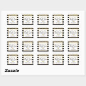 Modern Classy Wit Zwart & Goud Bruiloft Dank u Vierkante Sticker (Vel)