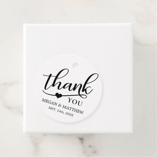 Modern Classy Zwart & Wit Bruiloft Dank u Bedankjes Labels (In situ)