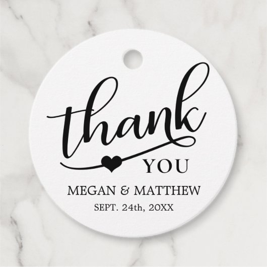 Modern Classy Zwart & Wit Bruiloft Dank u Bedankjes Labels (Voorkant)