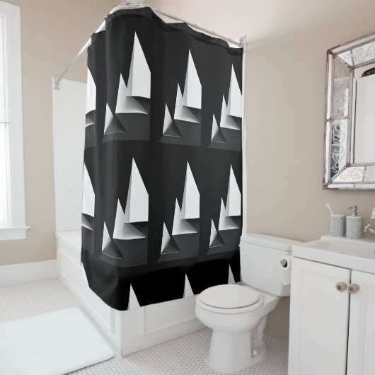 Modern Classy Zwart-wit douchegordijn (In situ)