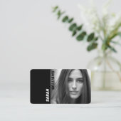 Modern Classy zwart-wit modelfoto Visitekaartje (Staand voorkant)