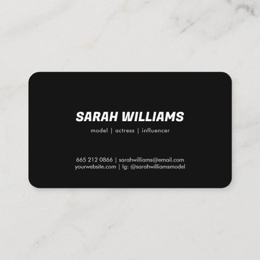 Modern Classy zwart-wit modelfoto Visitekaartje (Achterkant)