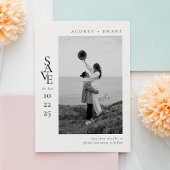Modern Clean Black and White Photo Wedding Save The Date