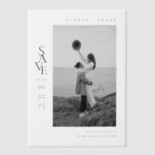 Modern Clean Black and White Photo Wedding Vellum Uitnodigingen (Voorkant)
