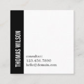Modern Clean Bold Black White Consultant QR code Vierkante Visitekaartje (Voorkant)