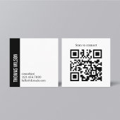 Modern Clean Bold Black White Consultant QR code Vierkante Visitekaartje