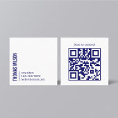 Modern Clean Bold Blue White Consultant QR code Vierkante Visitekaartje