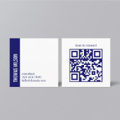 Modern Clean Bold Blue White Consultant QR code Vierkante Visitekaartje