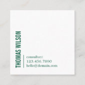 Modern Clean Bold Green White Consultant QR code Vierkante Visitekaartje (Voorkant)