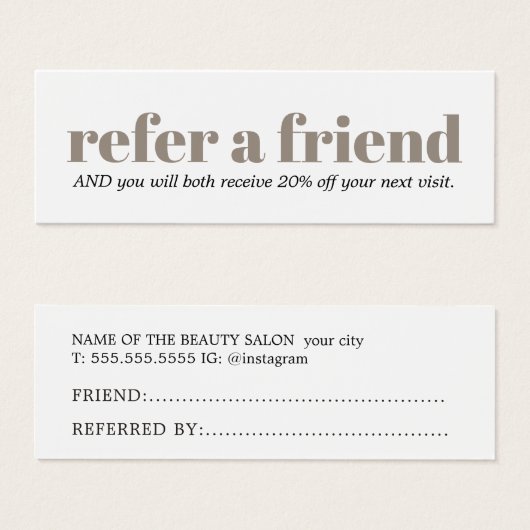 Modern Clean Bold Salon  Mini Visitekaartjes (Voorkant /achterkant)