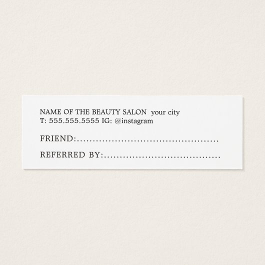 Modern Clean Bold Salon  Mini Visitekaartjes (Achterkant)