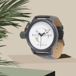 Modern Clean Business logo Minimal merk Company Horloge<br><div class="desc">Aangepast horloge met een eenvoudig minimaal ontwerp. Voeg je logo en tekst toe.</div>