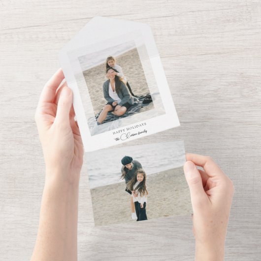 Modern Clean Chic Holiday Photo All-in-One Kaart (Afscheurbaar)