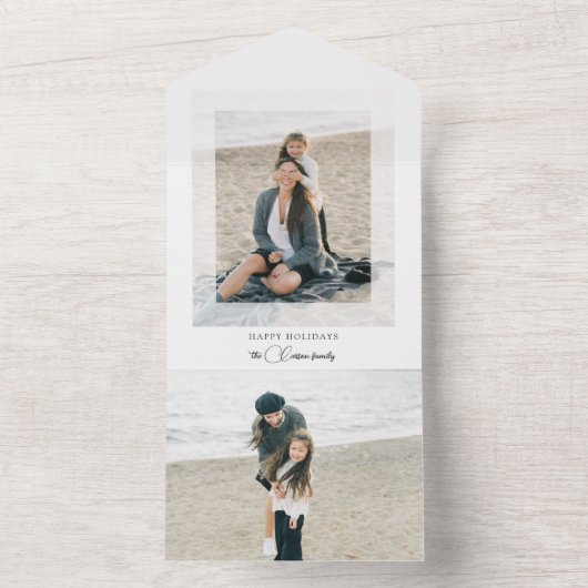 Modern Clean Chic Holiday Photo All-in-One Kaart (Binnen)