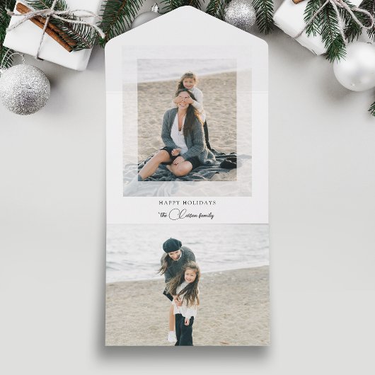 Modern Clean Chic Holiday Photo All-in-One Kaart